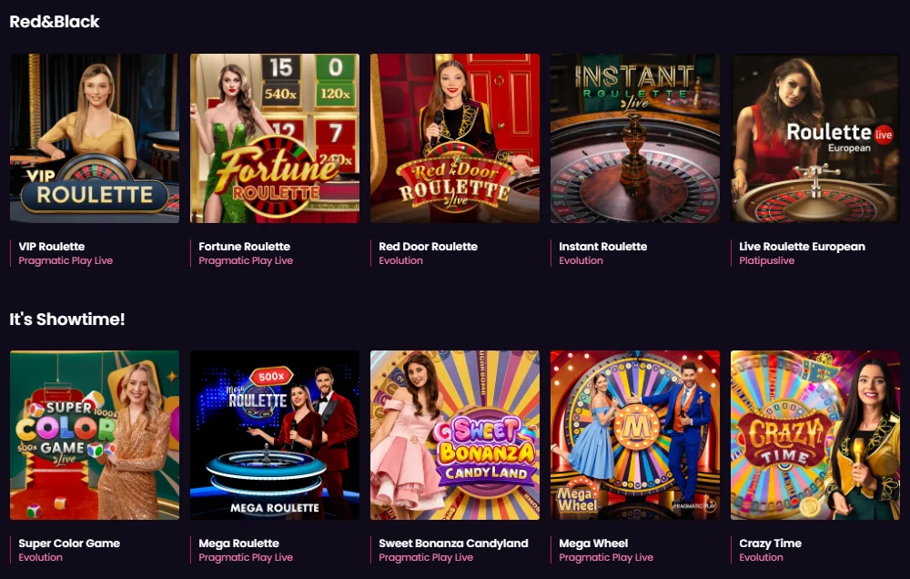 VegasNow Games with Live Dealers