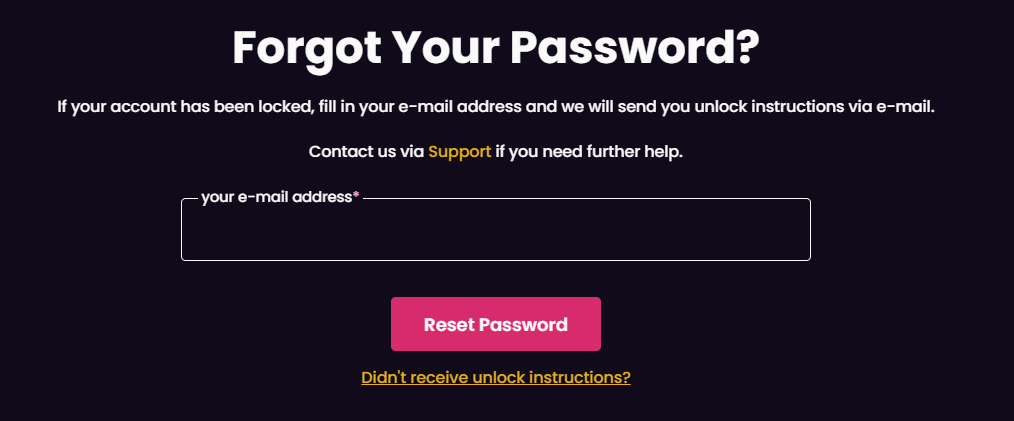 Recovering Password Page