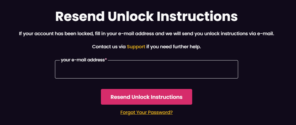 Resend Unlock Instuction Form