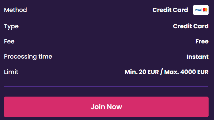 Credit Card Deposit Methods at VegasNow