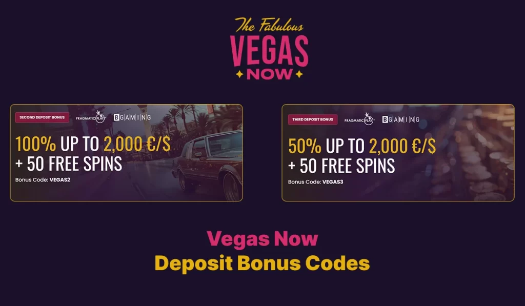 VegasNow Bonus Codes for Deposits